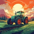 Futuristic Tractor Blending Technology and Traditional Farming Methods