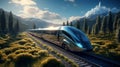 Futuristic Train On Elevated Tree Track: A Hyperrealistic Sci-fi Masterpiece