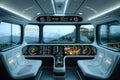 Futuristic Train Cabin Interior: Modern Transportation Design with Digital Displays Royalty Free Stock Photo