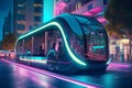 Futuristic tram city. Generate ai