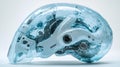 Futuristic Transparent Brain Model with Mechanical Components Generative AI