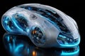 Futuristic Transparent Car on Black Background Royalty Free Stock Photo