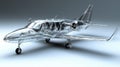 Futuristic transparent 3D rendering of a passenger airplane model with a glowing blue effect Royalty Free Stock Photo