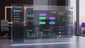 Futuristic Transparent Digital Business Analytics Dashboard Royalty Free Stock Photo