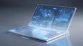 Futuristic transparent laptop technology concept design innovation computer interface display screen Royalty Free Stock Photo