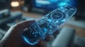 Futuristic transparent remote control technology device innovation digital interface design connection Royalty Free Stock Photo