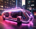 Futuristic transport vehicle with metaverse city.