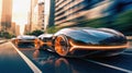 Futuristic transportation with sleek, high-speed vehicles