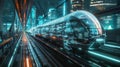 A futuristic transportation system run entirely by zettabytes of information with streams of data flowing through the Royalty Free Stock Photo