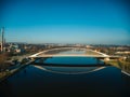 Futuristic troja bridge in Holesovice Prague Royalty Free Stock Photo