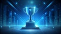Futuristic Trophy Blue Cityscape, 3D Composition Royalty Free Stock Photo