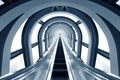 Futuristic tunnel and escalator Royalty Free Stock Photo