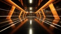 futuristic tunnel with orange lights in the dark Royalty Free Stock Photo
