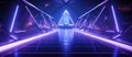 a futuristic tunnel with purple lights and a triangle in the middle Royalty Free Stock Photo