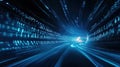 futuristic tunnel of streaming binary code, resembling data traveling at high speed