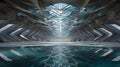 Futuristic architecture tunnel interior design building structure water reflection light abstract design art Royalty Free Stock Photo