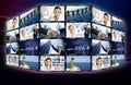 Futuristic tv video news digital screen wall Royalty Free Stock Photo