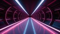 Futuristic underground corridor, illuminated by neon lights generated by AI