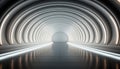 Futuristic underground corridor, vanishing point, clean glass, bright reflection generated by AI Royalty Free Stock Photo