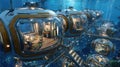 Futuristic underwater city complex with pods and habitats Royalty Free Stock Photo
