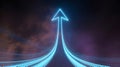 Futuristic Upward Arrow of Light with Flowing Data Lines and Particles in a Digital Landscape, Symbolizing Progress, Growth, and Royalty Free Stock Photo