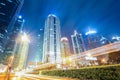 Futuristic urban buildings at night