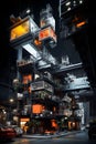 futuristic urban city design - cyberpunk concept - generative AI Royalty Free Stock Photo