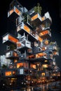 futuristic urban city design - cyberpunk concept - generative AI Royalty Free Stock Photo