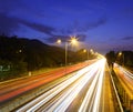 Futuristic urban city night traffic Royalty Free Stock Photo