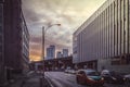 Futuristic urban landscape in Toronto at sunset Royalty Free Stock Photo