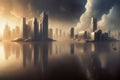 Futuristic urban skyline,Fictional City Skyline,