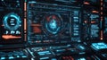 Futuristic user interface displaying data analytics and coding information Royalty Free Stock Photo