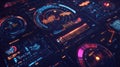 Futuristic user interface displaying digital data analytics dashboard Royalty Free Stock Photo