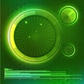 Futuristic user interface. Green HUD elements set