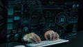 Futuristic User Interface with Hands Typing on Keyboard and Digital Elements Illustrating Artificial Intelligence Royalty Free Stock Photo