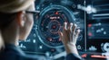 Futuristic User Interface Interaction with Artificial Intelligence Visualization on Digital Screen Royalty Free Stock Photo