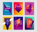 Minimalist abstract posters set with vibrant gradient. Futuristic vector background collection.