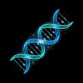Futuristic vector illustration of a glowing blue DNA helix composed of digital code and binary data. Concept for biotechnology, Royalty Free Stock Photo