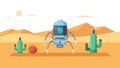 Desert Robot Colony: AI Exploration Arid Environment Tech, vector design Generative AI Royalty Free Stock Photo