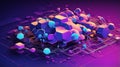 Futuristic Vector of Quantum Computing Nodes and Cloud Networks in Isometric Style Royalty Free Stock Photo