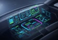 Futuristic vehicle dashboard interface with a Royalty Free Stock Photo
