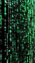 Futuristic vertical backdrop of neon green code symbols on a black background for tech projects Royalty Free Stock Photo