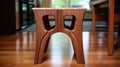 Futuristic Victorian Wooden Stool With Archean Side Cut Out