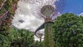 Futuristic view of amazing supertrees at Garden by the Bay timelapse hyperlapse in Singapore.