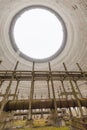 Futuristic view inside of cooling tower of unfinished Chernobyl nuclear power plant Royalty Free Stock Photo