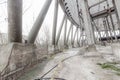 Futuristic view inside of cooling tower of unfinished Chernobyl nuclear power plant