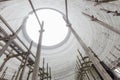 Futuristic view inside of cooling tower of unfinished Chernobyl nuclear power plant Royalty Free Stock Photo