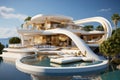 A futuristic villa from the future that combines elegance with meticulous precision. Luxury combined with biodesign. Generated by