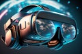 futuristic virtual reality headset vr glasses.digital game technology illustration Generative AI Royalty Free Stock Photo