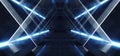 Futuristic Virtual Reality Modern Elegant Neon Glowing Sci Fi Laser Beam Stage Blue Triangle Shaped Tunnel Underground Tunnel